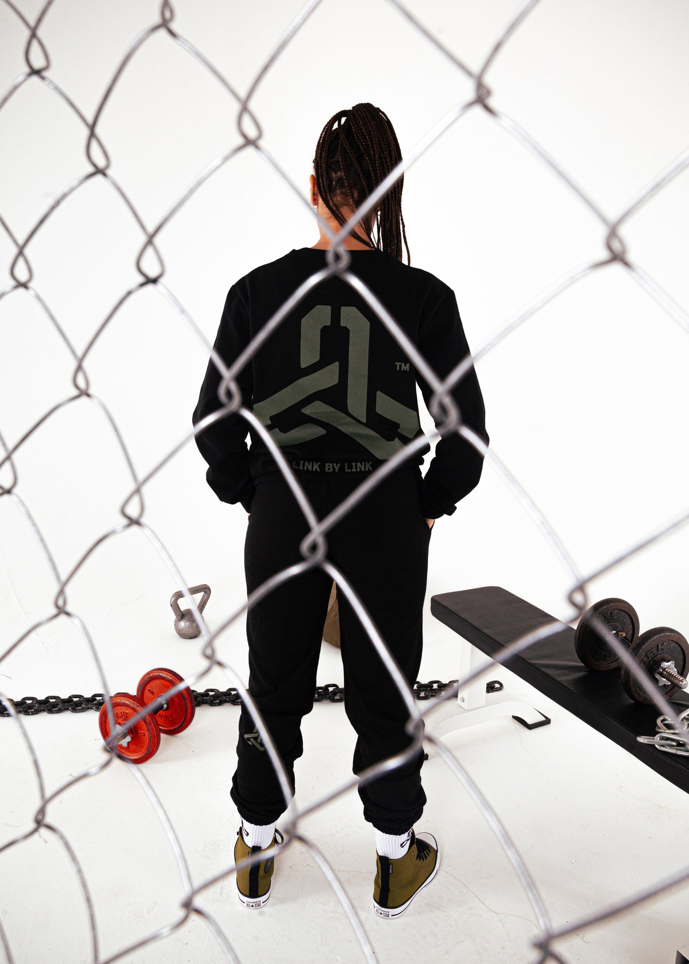 3 LINKS SWEATSHIRT BLACK/ARMY GREEN