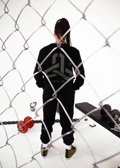 3 LINKS SWEATSHIRT BLACK/ARMY GREEN