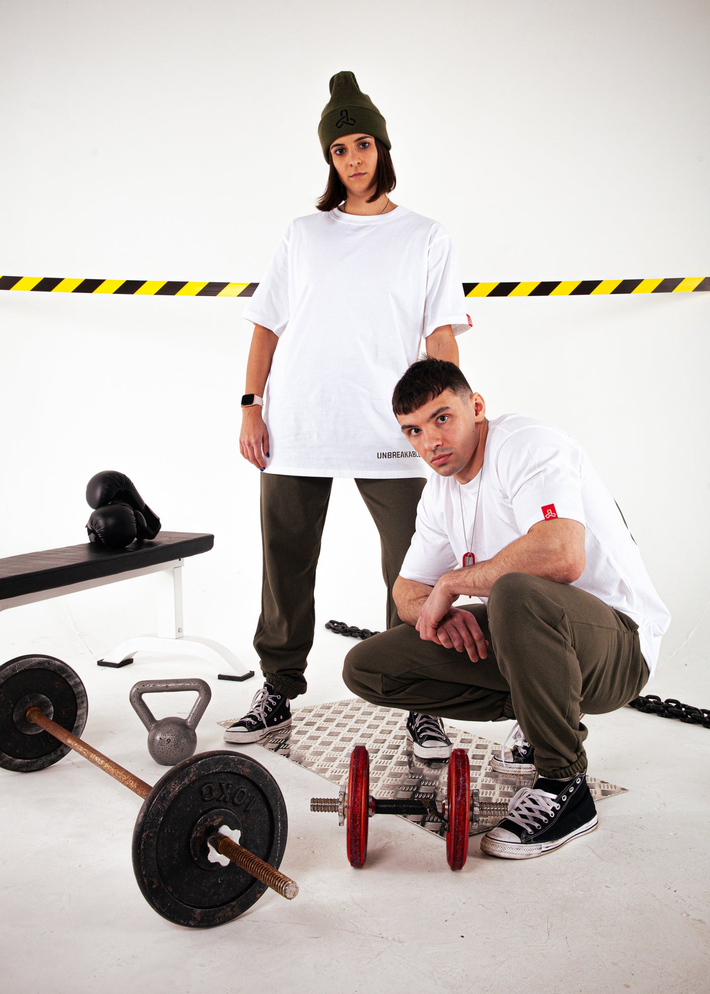 3 LINKS T-SHIRT WHITE/ARMY GREEN