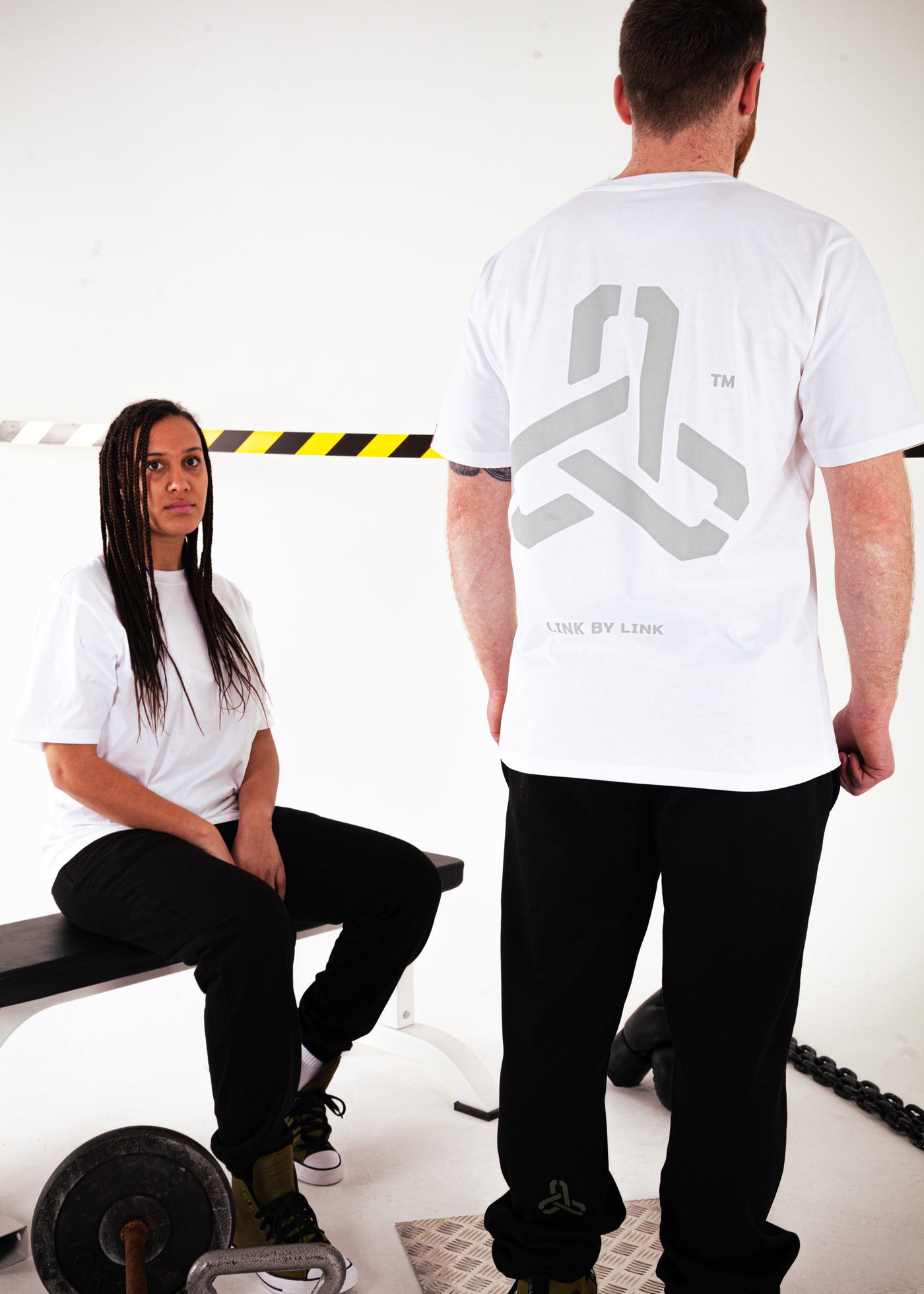 3 LINKS T-SHIRT WHITE/CHAINMETAL GREY