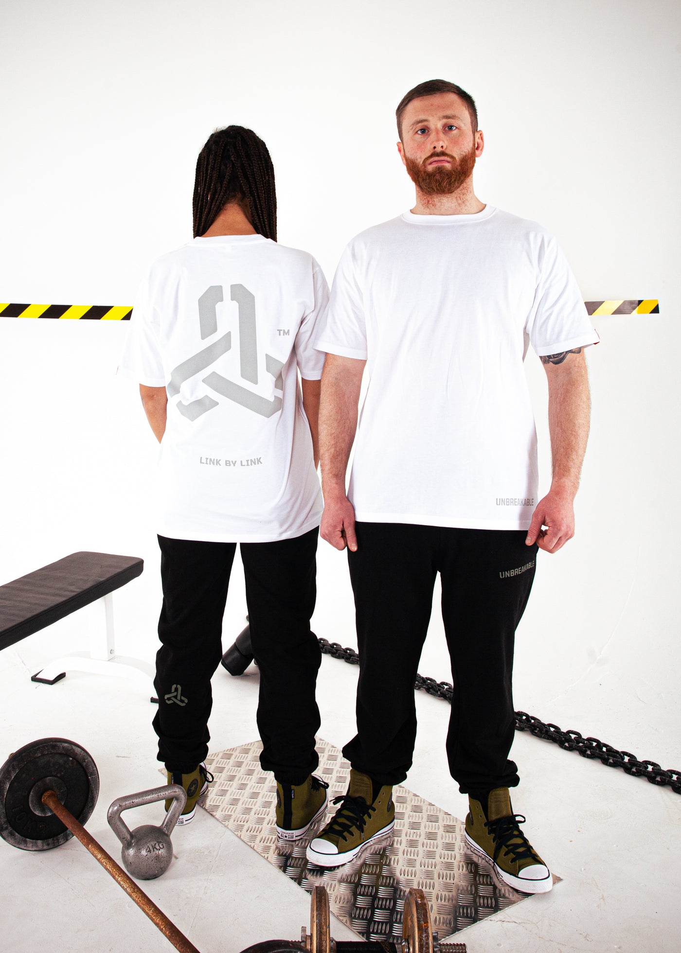 3 LINKS T-SHIRT WHITE/CHAINMETAL GREY