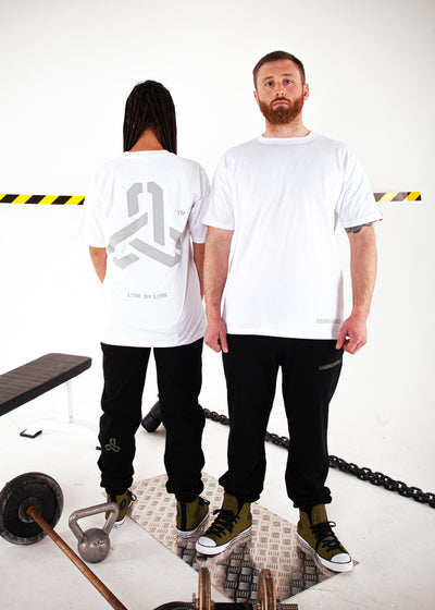 3 LINKS T-SHIRT WHITE/CHAINMETAL GREY